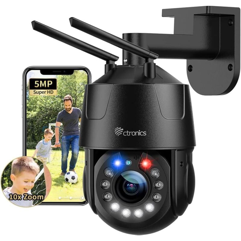Ctronics - 5MP Caméra Surveillance WiFi Extérieure 10x Optique Zoom Caméra ip ptz Suivi Auto avec Zoom & Croisière Détection Humaine Vision Nocturne
