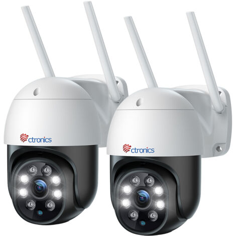 Ctronics 5MP Überwachungskamera Wifi 2,4/5GHz extern innen Reichweite von 31 Metern Bewegungserkennung von Menschen automatische Nachverfolgung Ein Satz von 2 Weiß