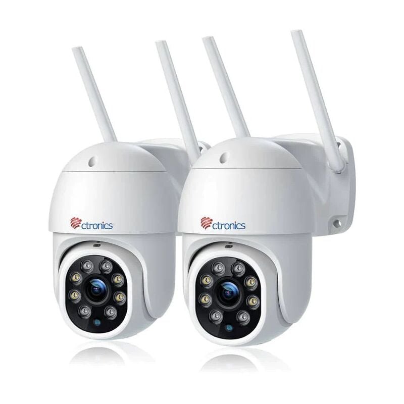 Lot de 2 Caméra de Surveillance WiFi Extérieure ptz Caméra 380C Blanc 360° Détection de Mouvements Humaine Suivi Automatique - Ctronics