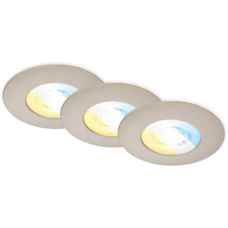 CTS Spots encastr s LED, lot de 3, nickel mat, 3xL