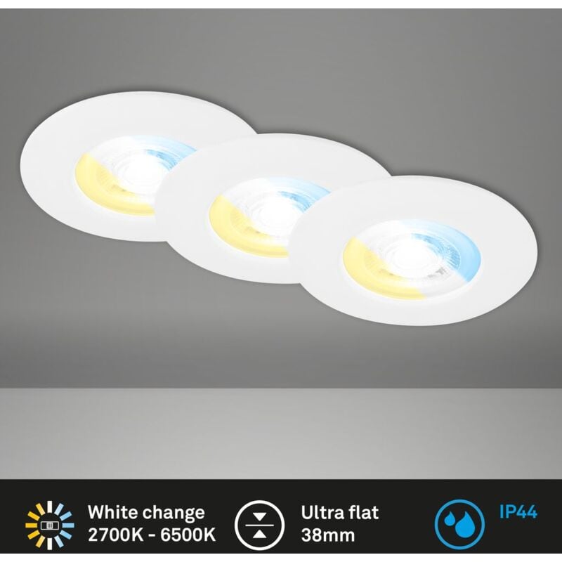 Cts Spots encastrables led, lot de 3, blanc, 3xLED-pla
