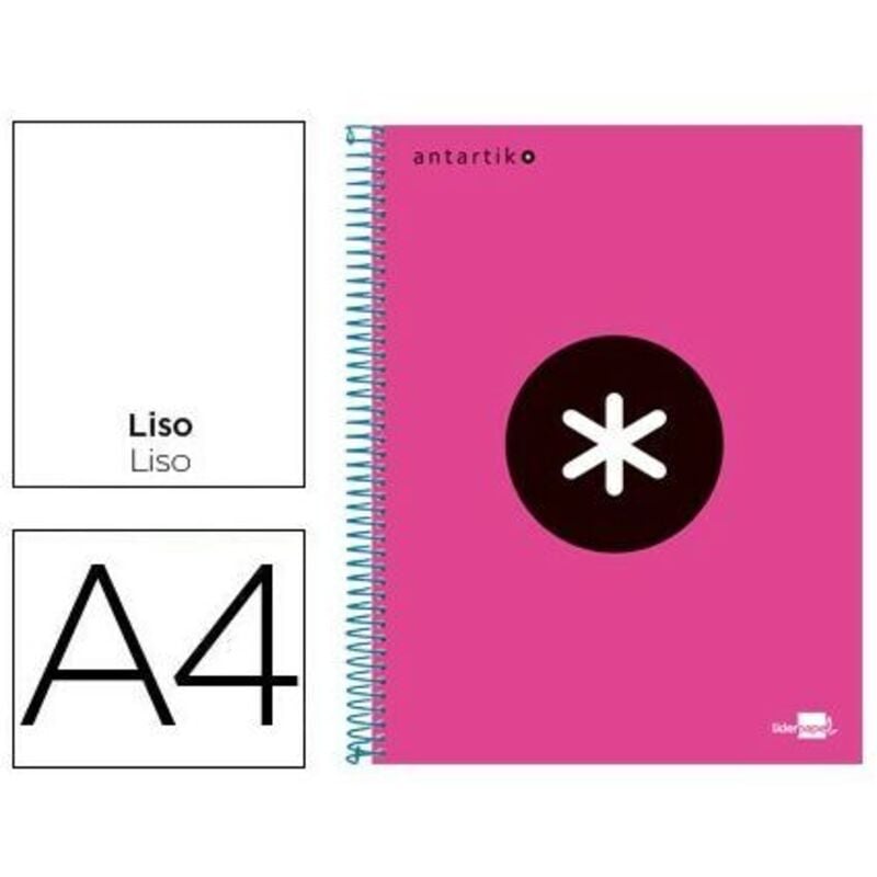 

Cuaderno espiral a4 micro antartik tapa forrada 120h 100 gr liso con bandas 4 taladros color rosa fluor - Liderpapel