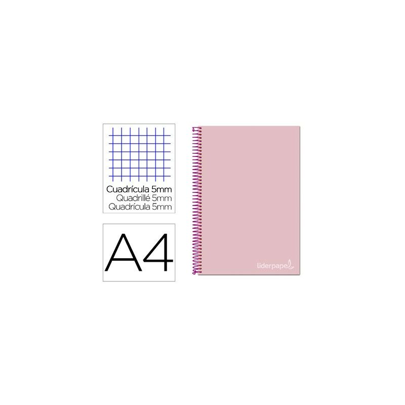 

Cuaderno espiral liderpapel a4 micro jolly tapa forrada 140h 75 gr cuadro 5mm 5 bandas 4 taladros color rosa