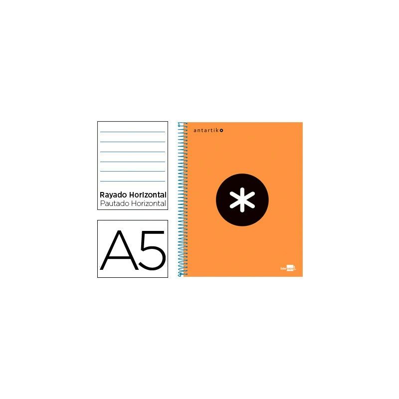 

Cuaderno espiral a5 micro antartik tapa forrada 120h 100 gr horizontal 5 bandas 6 taladros color naranja flfl - Liderpapel