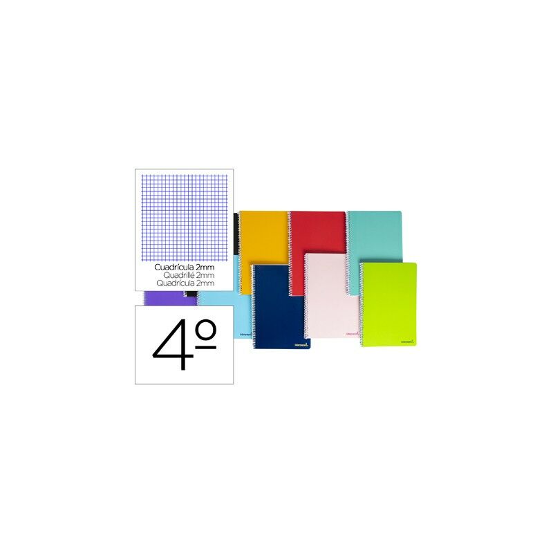 

Cuaderno espiral liderpapel cuarto smart tapa blanda 80h 60gr milimetrado 2mm colores surtidos (pack de 10 uds.)