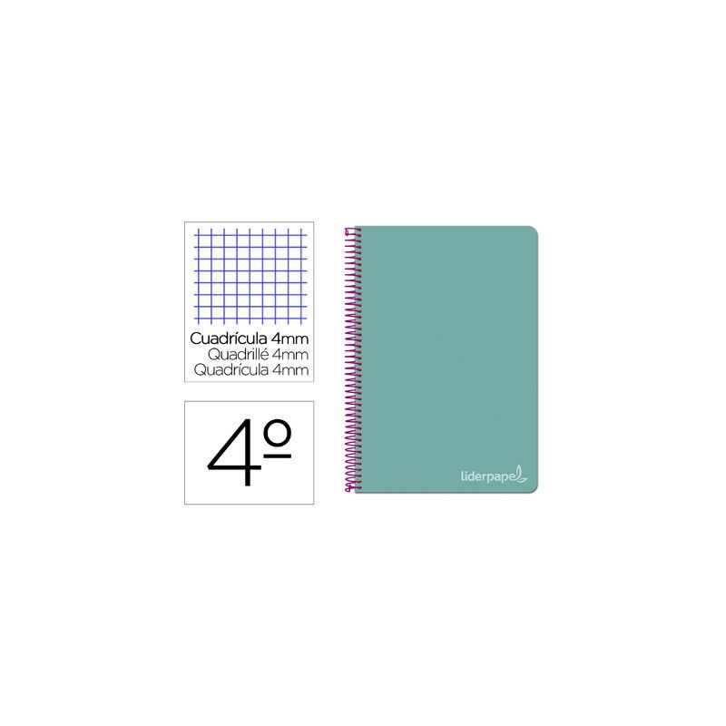 

Cuaderno espiral cuarto witty tapa dura 80h 75gr cuadro 4mm con margen color turquesa - Liderpapel