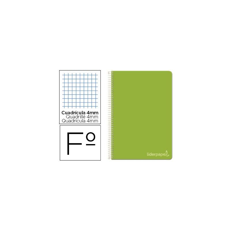 

Cuaderno espiral folio witty tapa dura 80h 75gr cuadro 4mm con margen color verde - Liderpapel