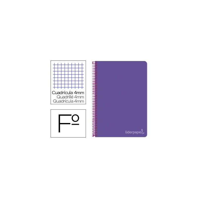 

Cuaderno espiral folio witty tapa dura 80h 75gr cuadro 4mm con margen color violeta (pack de 5 uds.) - Liderpapel