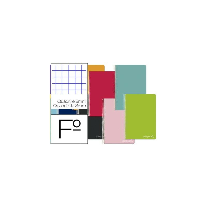 

Cuaderno espiral folio witty tapa dura 80h 75gr cuadro 8mm con margen colores surtidos (pack de 10 uds.) - Liderpapel