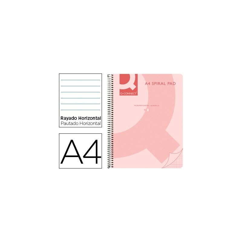 

Cuaderno espiral q connect a4 micro tapa plastico 80h 70g horizontal sin bandas 4 taladros rosa (pack de 5 uds.)