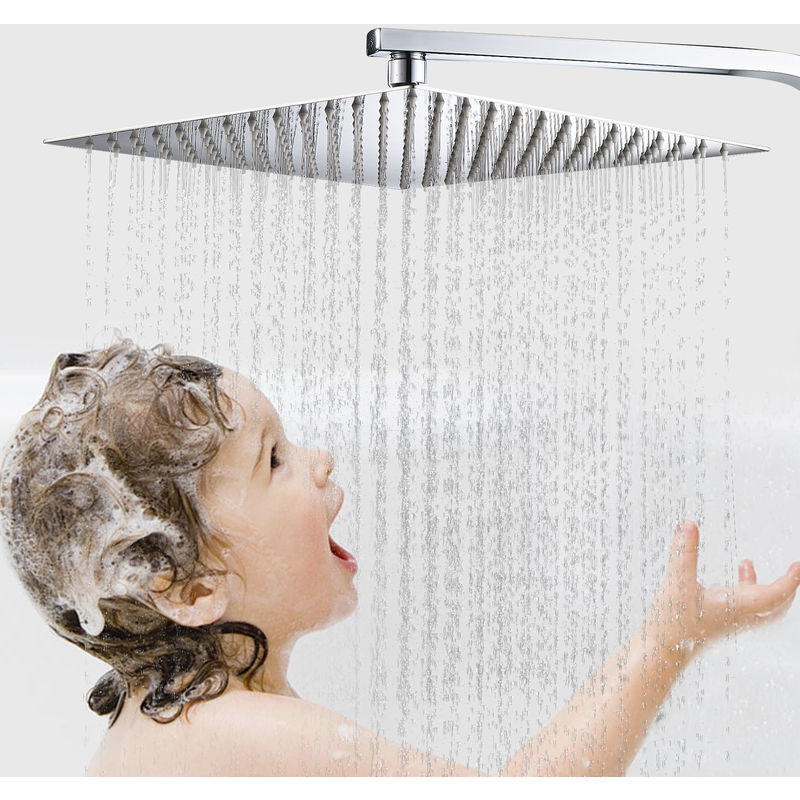 

Cuadrada Alcachofa Ducha, Cabezal Ducha Lluvia Fija, Acero Inoxidable 304, Ahorro de Agua, Diseño Ultra Ligero, Evitar Fugas, Cromo Pulido y Alta