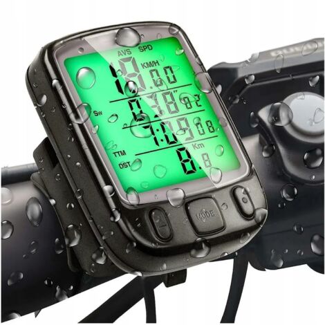 CUADRADOR DE BICICLETA CON CABLE, 27 FUNCIONES, LCD, VELOCÍMETRO, IP68