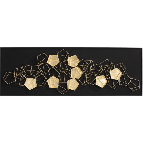 Cuadro 180X6X60 Madera Negro/Metal Dorado