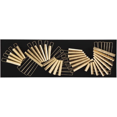 Cuadro 180X8X60 Madera Negro/Metal Dorado