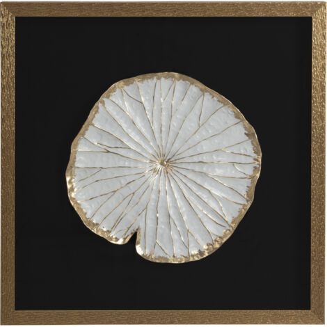 Cuadro 60X6X60 Cristal/Madera Dorado/Resina Blanco
