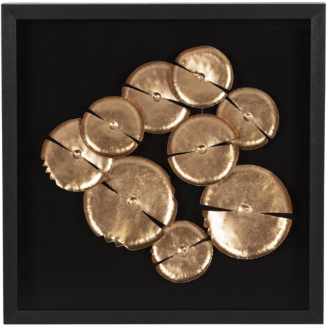 Cuadro 60X6X60 Cristal/Madera Negro/Metal Color Cobre
