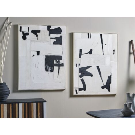 Cuadro Abst. Trazos Negros Sobre Blanco 92X122 Cms. S/2 92X4X122 Cms