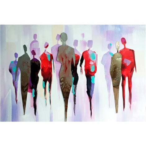 Cuadro Abstracto Kuatéh 120 x 80 cm Caminantes Óleo sobre Lienzo en Aluminio