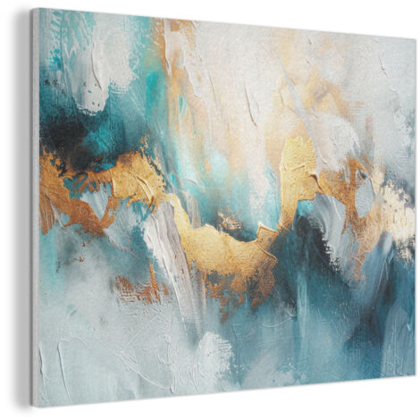 CUADRO ACÚSTICO Abstracto - Arte - Oro - Azul Adornos Pared 80x60
