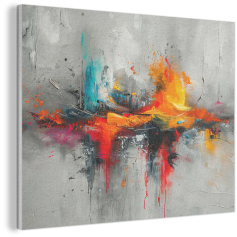 CUADRO ACÚSTICO Arte moderno - Naranja - Gris - Abstracto Adornos Pared 80x60