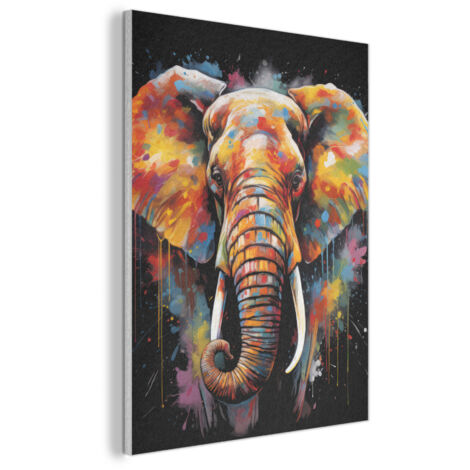 CUADRO ACÚSTICO Elefante - Graffiti - Negro - Animales - Colores Decoración de Pared 60x80