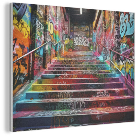 CUADRO ACÚSTICO Escaleras - Graffiti - Colores - Arte Adornos Pared 80x60