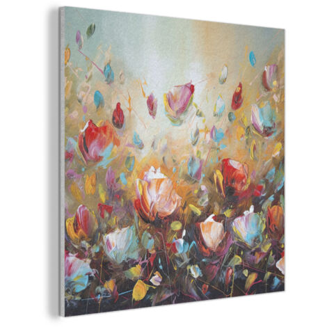 CUADRO ACÚSTICO Flores - Arte - Naturaleza - Pintura al óleo Cuadros Decoracion Salon Modernos 90x90