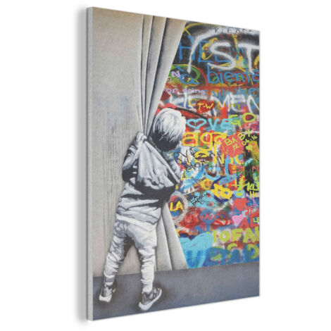 CUADRO ACÚSTICO Graffiti - Niño - Ilussie - Arte callejero Cuadros de Pared 70x100