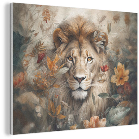 CUADRO ACÚSTICO León - Fauna - Plantas - Naturaleza - Flores Absorbe el sonido 100x70
