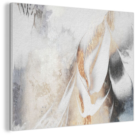 CUADRO ACÚSTICO Lujo - Abstracto - Oro - Blanco Adornos Pared 80x60