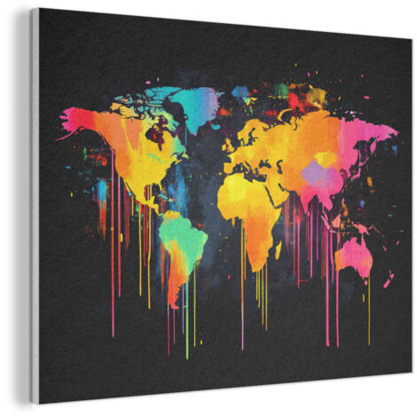 CUADRO ACÚSTICO Mapamundi - Pintura - Colorido - Graffiti - Mundo Adornos Pared 80x60