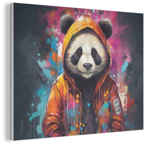 CUADRO ACÚSTICO Panda - Chaqueta - Graffiti - Naranja Adornos Pared 80x60