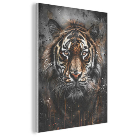 CUADRO ACÚSTICO Tigre - Animales - Retrato - Lujo - Negro Cuadros de Pared 70x100
