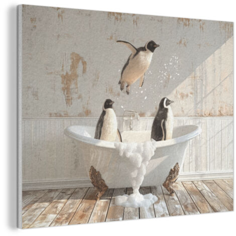 CUADRO ACÚSTICO Vintage - Pingüino - Bañera - Espuma Adornos Pared 80x60