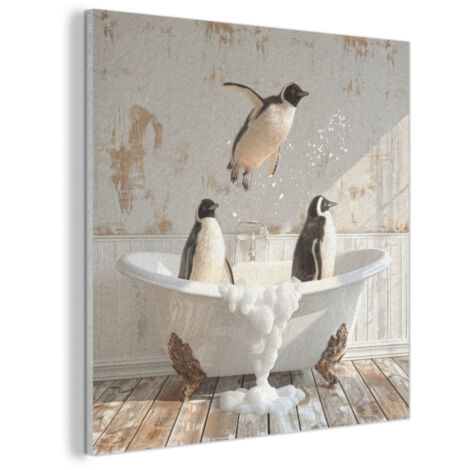 CUADRO ACÚSTICO Vintage - Pingüino - Bañera - Espuma Cuadros Decoracion Salon Modernos 90x90