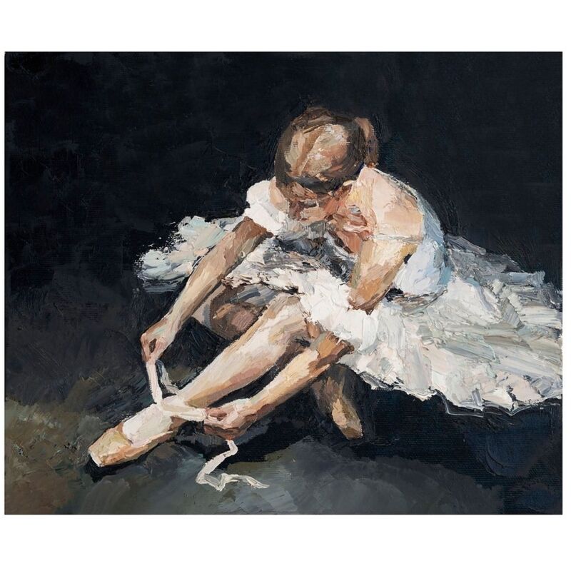 

Cuadro bailarina fotoimpreso de lienzo blanco y negro de 120x80 cm