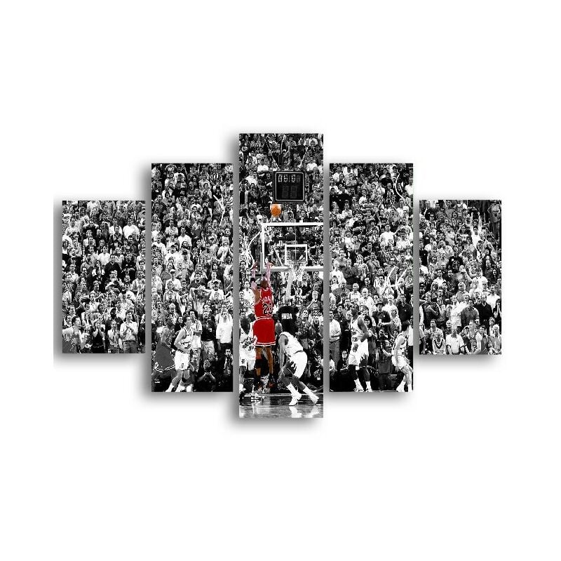 

Homemania - Cuadro Baloncesto - 5 Piezas - Deporte - para la sala de estar, la habitacion - Multicolor en MDF, 95 x 0,3 x 60 cm