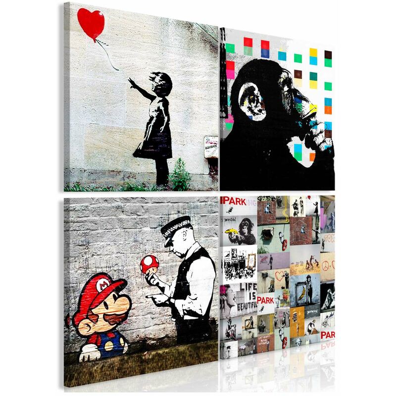 

Cuadro - Banksy Collage (4 Parts) Medidas 40X40