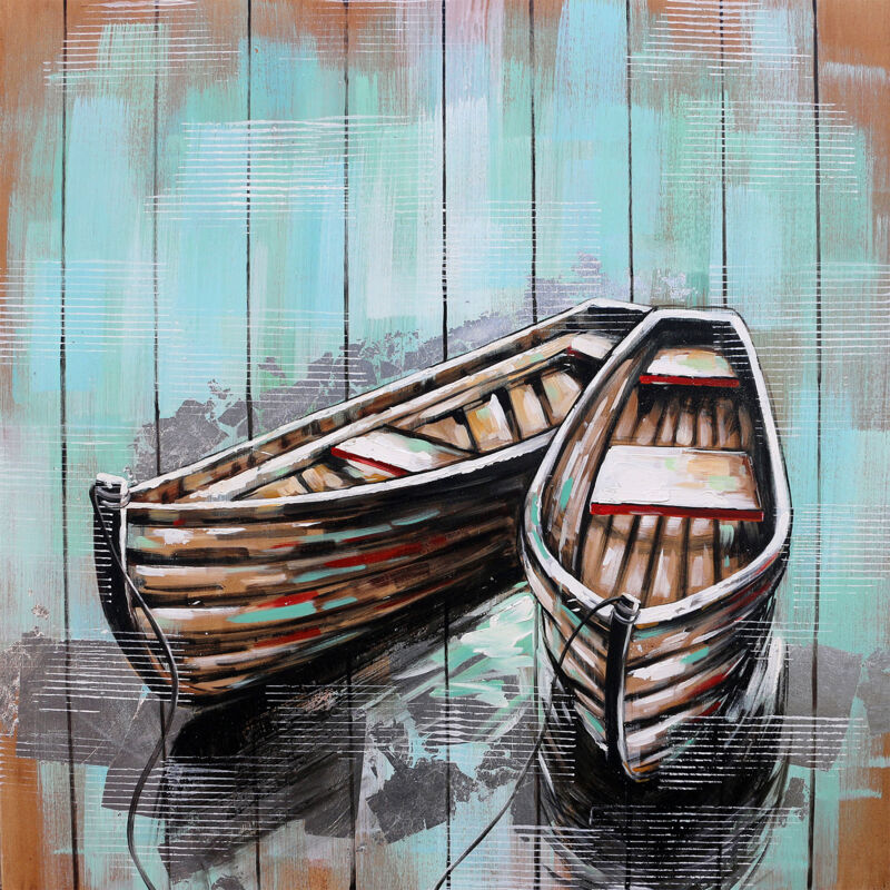 

kuateh - Cuadro barcas. Colleage 3D. Óleo sobre lienzo (100 x 100 cm) - 50291011444246