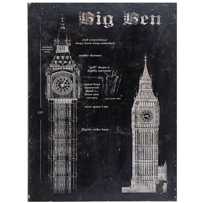 

Cuadro Big Ben en blanco y negro (60x4x80 cm)