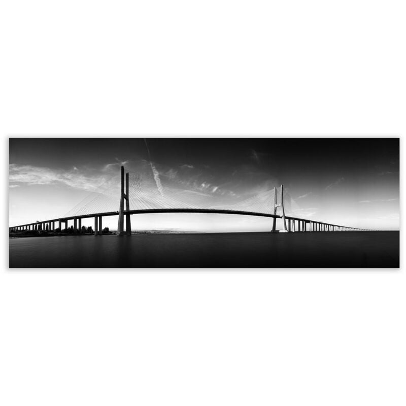

Cuadro cabecero de puente fotoimpreso sobre lienzo blanco ynegro de 180x60 cm