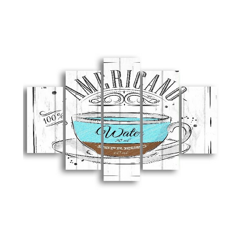 

Homemania - Cuadro Cafe - 5 piezas - Cocina - para la sala de estar, habitacion - Multicolor en MDF, 95 x 0,3 x 60 cm