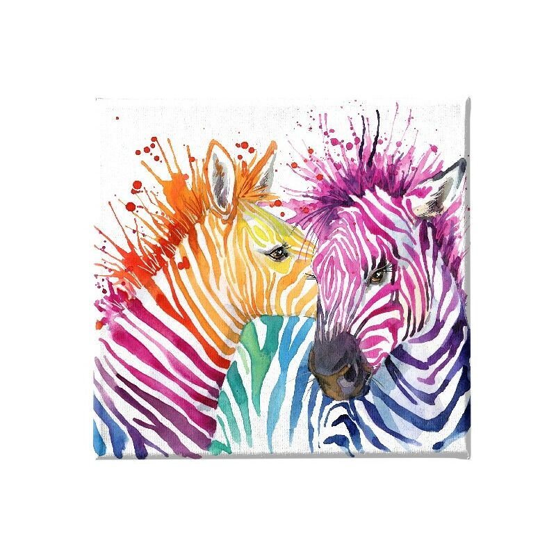 

Homemania - Cuadro Cebra - Animales - para la sala de estar, la habitacion - Multicolor en Poliester, madera, 60 x 3 x 60 cm