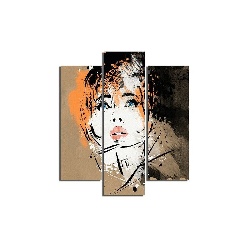 

Homemania - Cuadro Chica - 3 piezas - Retrato - para la sala de estar, la habitacion - Multicolor en MDF, 57 x 0,3 x 60 cm