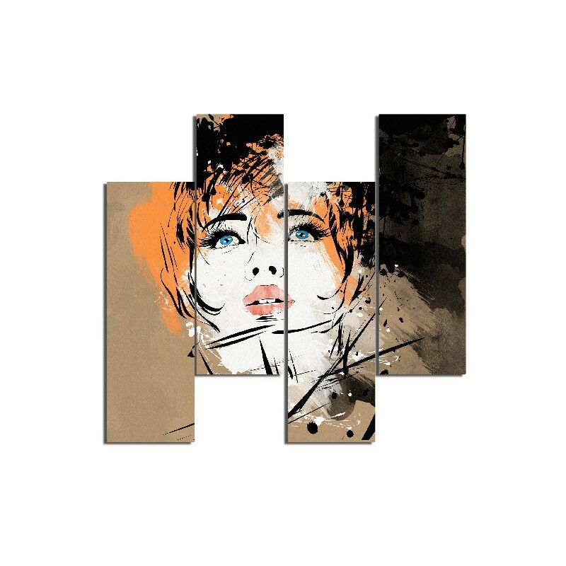 

Homemania - Cuadro Chica - 4 piezas - Retrato - de la sala de estar, habitacion - Multicolor en MDF, 76 x 0,3 x 50 cm