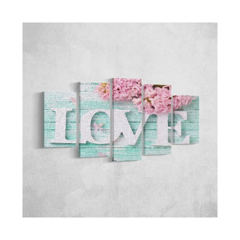 

Homemania - Cuadro Cita - 5 Piezas - Amor - para la sala de estar, la habitacion - Multicolor en Poliester, madera, 100 x 3 x 60 cm