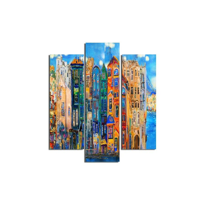 

Homemania - Cuadro Ciudad - 3 piezas - Arte y Graffiti - de la sala de estar, habitacion - Multicolor en MDF, 57 x 0,3 x 60 cm