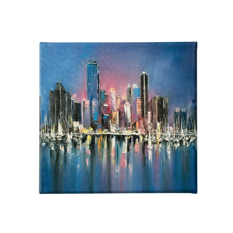 

Homemania - Cuadro Ciudad - Ciudades y paisajes - para la sala de estar, la habitacion - Multicolor en Poliester, madera, 60 x 3 x 60 cm