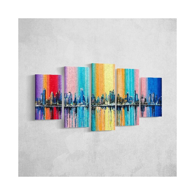 

Cuadro Colores - 5 piezas - Arte y Graffiti - para la sala de estar, la habitacion - Multicolor en Poliester, madera, 100 x 3 x 60 cm
