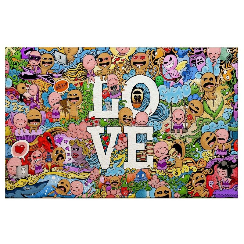 

Homemania - Cuadro Colores - Amor - para la sala de estar, la habitacion - Multicolor en Poliester, madera, 100 x 3 x 50 cm